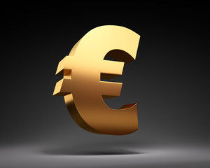 Fototapeta premium Goldenes Eurozeichen auf dunklem Untergrund
