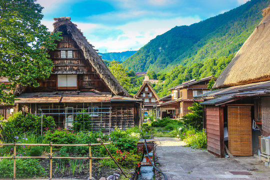 Gassho-zukuri houses in Gokayama Village. Gokayama has been inscribed on the UNESCO World Heritage List due to its traditional Gassho-zukuri houses, alongside nearby Shirakawa-go in Gifu Prefecture.
