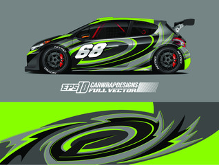 Fototapeta premium Car wrap design vector. Graphic abstract stripe racing background kit for wrap vehicle, race car, rally, adventure and livery. Full vector eps 10