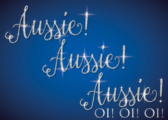 Shiny iridescent glitter Australia text in vector format.