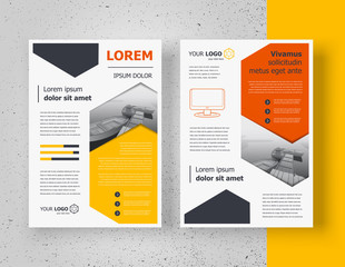 Brochure design template, flyer size A4 cover geometric yellow color