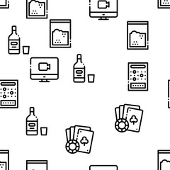 Addiction Bad Habits Seamless Pattern Vector Thin Line. Illustrations