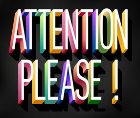 Colorful illustration of "Attention Please" text