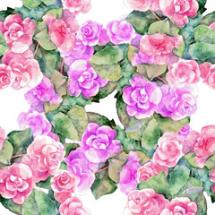 Watercolor seamless background with roses.