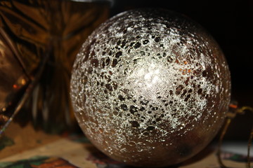 Christmas silver ball on the box