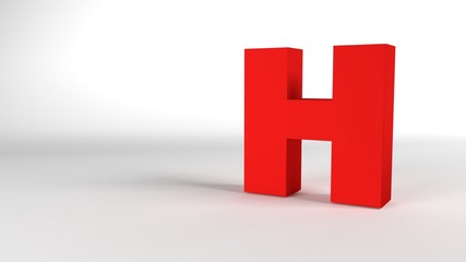 Obraz premium The Letter H in red on a white background 3d render