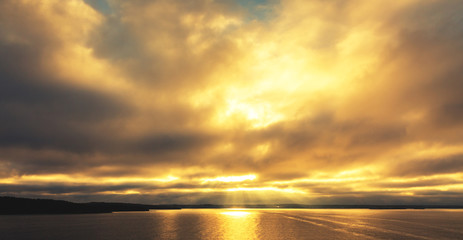 Sunset sky on sea