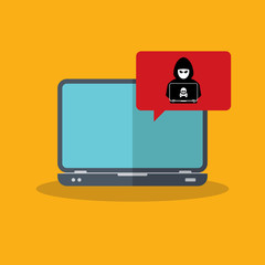 Alert notification on laptop computer vector, malware concept, spam data, fraud internet error, insecure connection, online scam, virus, hacker.