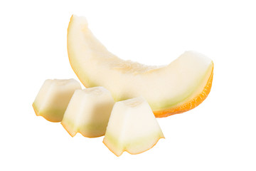 Fresh melon sliced on white background, summer fruit