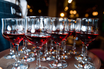 Red wine in wine glass.