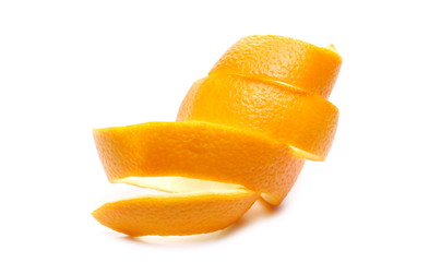 Fototapeta na wymiar Orange peels isolated on white background