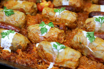 Stuffed cabbage leaves.Cabbage dolma popular all year round in Hungary