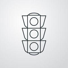 Icono plano lineal semáforo en fondo gris