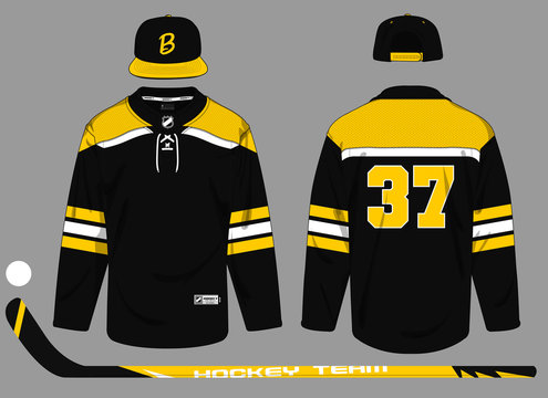 Realistic sport shirt Boston Bruins, jersey template for ice