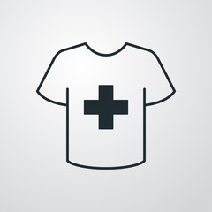 Obraz premium Icono plano lineal camiseta t con cruz grande en fondo gris