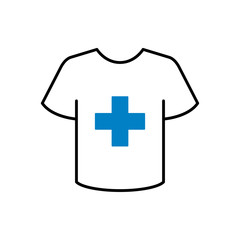 Obraz premium Icono plano lineal camiseta t con cruz grande en color azul