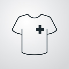 Obraz premium Icono plano lineal camiseta t con cruz pequeña en fondo gris