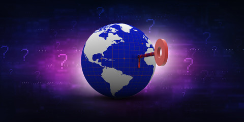 Key to the World.3D illustration