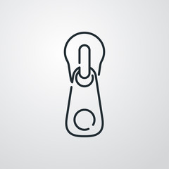 Icono plano lineal cremallera en fondo gris