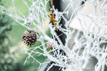 White twig tree for Christmas.