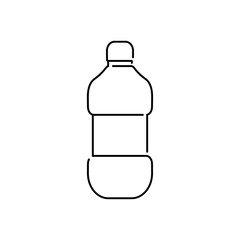 Icono plano lineal botella de refresco de plástico en color negro