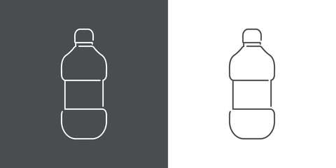 Icono plano lineal botella de refresco de plástico en fondo gris y fondo blanco © teracreonte