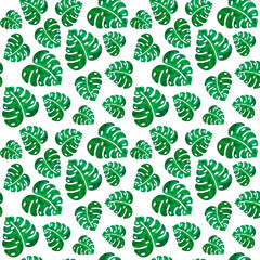 tropical leaf monstera seamless pattern green background botanical pattern