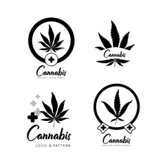 Marijuana, Cannabis icons. Set of medical marijuana icons. Drug consumption.