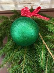 Christmas decoration flask with conifer twigs