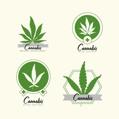 Marijuana, Cannabis icons. Set of medical marijuana icons. Drug consumption.