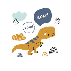 Obraz premium handdrawn dinosaur scandinavian style illustration