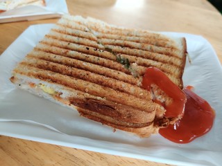 grilled sausage with french fries