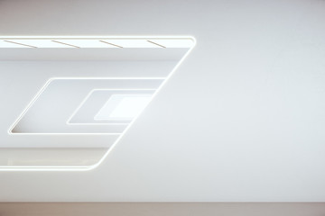 Contemporary futuristic white gallery interior