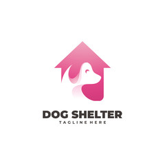 Negative Space Dog Pet and House Shelter Logo Icon