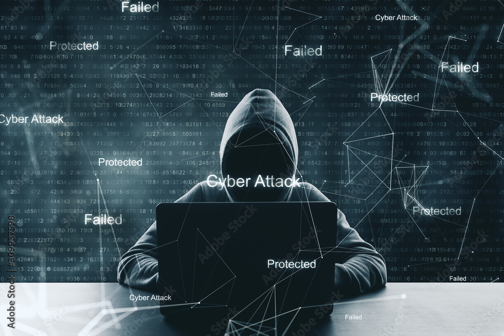 Poster Hacking and cyber attack.