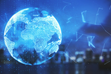 Glowing social network hologram