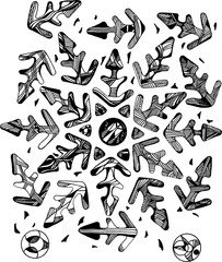 Abstract vector pattern of the snowflakes. Vector winter background.