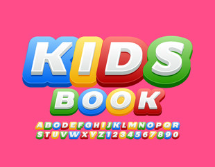 Vector colorful sign Kids Book. Playful Alphabet Letters and Numbers for Kids. Bright Uppercase Font