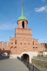 Fototapeta na wymiar Tula, Russia - September 12, 2019: Odoevsky gate tower in the Tula Kremlin 