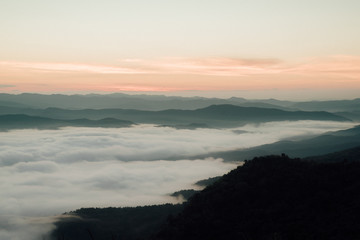 Sunrise over the sea of mist.