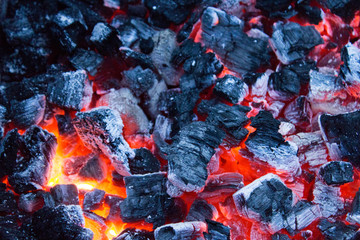 Smoldering charcoal, beautiful fiery background