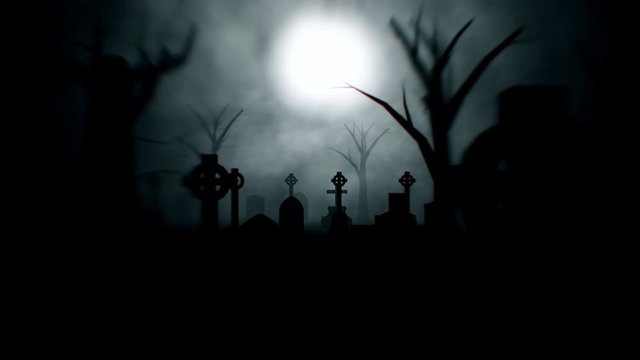 Spooky Graveyard At Night Seamless Loop