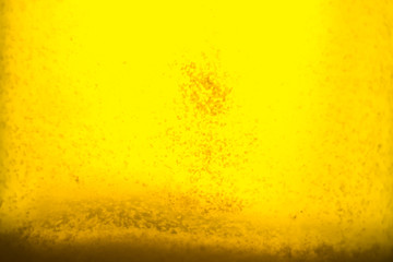 yellow liquid honey texture close up with some solid particles in transparent jar
