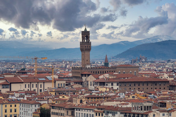 Fototapeta na wymiar View of the old quarter of the city of Florence.