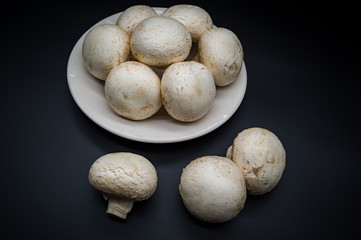 mushrooms on wooden table