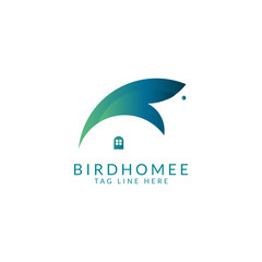 Gradient bird house logo design template