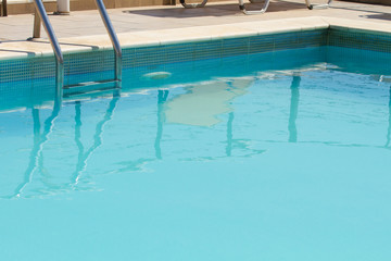 detail of blue swimming pool