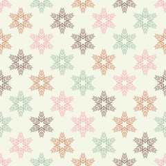 Seamless pattern with Decorative Snowflakes and Stars. Vector illustration for web design or print.
