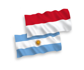 Flags of Indonesia and Argentina on a white background