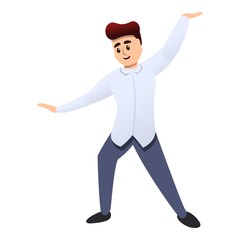 Dancing man office party icon. Cartoon of dancing man office party vector icon for web design isolated on white background